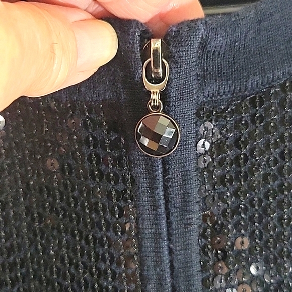 Quacker Factory Embellished Zipper closure Cardigan Size S - Picture 3 of 7